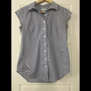Susina Blue & White Striped / Polka Dot Top